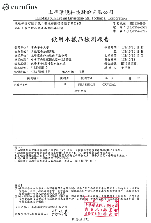 飲用水樣品檢測報告-40